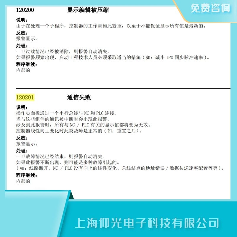 西門(mén)子數(shù)控系統(tǒng)840d報(bào)120200顯示編輯被壓縮故障維修